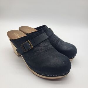 TOMS Black Mules with Buckle Sz 8½
